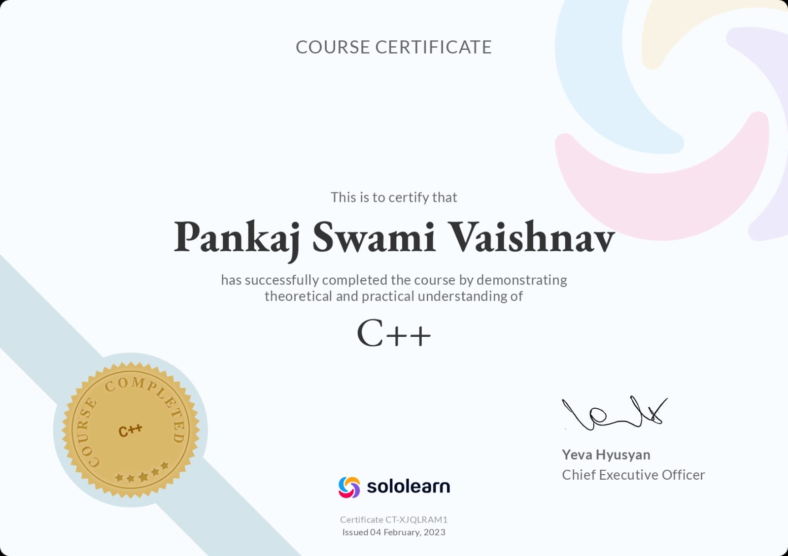  Hackathon certificate