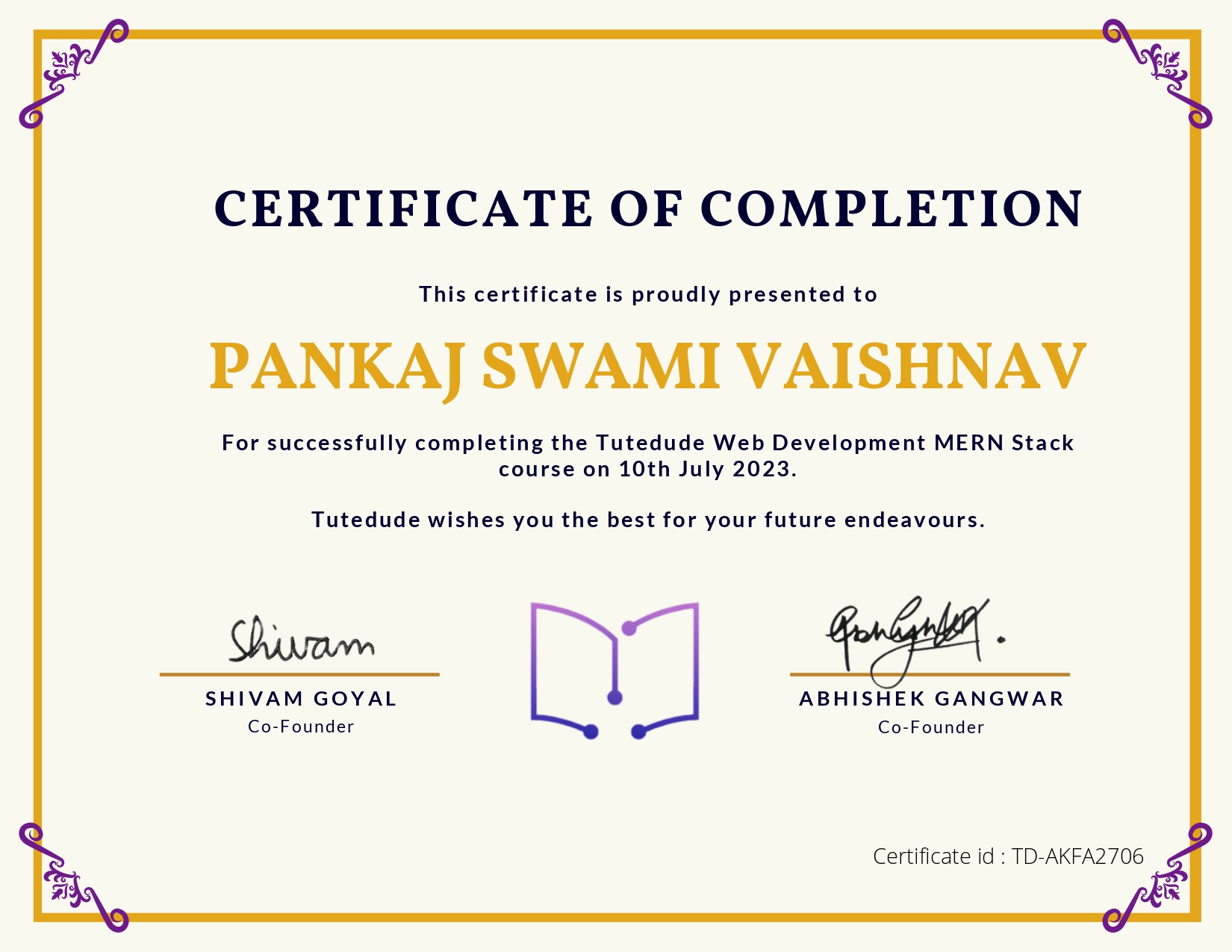  Hackathon certificate